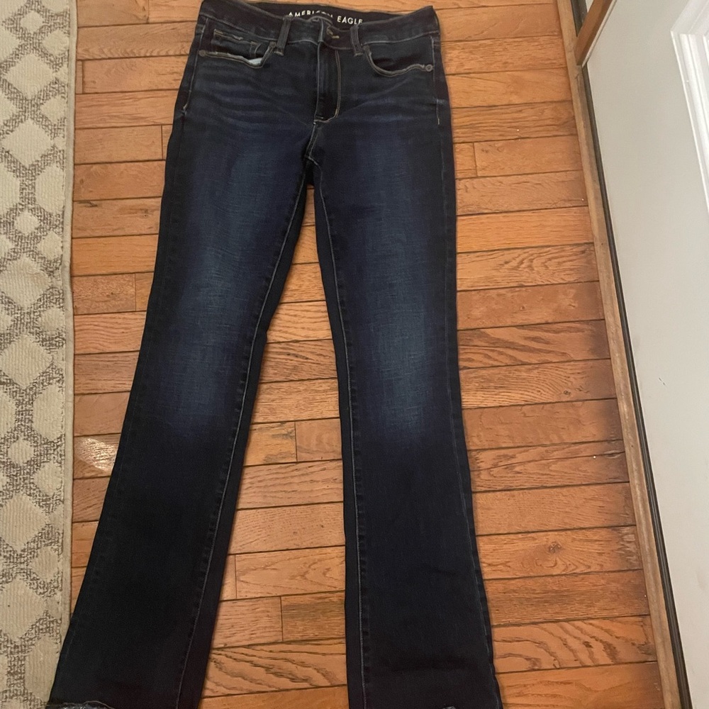 American Eagle Outfitters Women's Midnight Blue Straight Leg Jeans